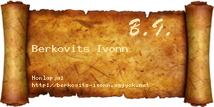 Berkovits Ivonn névjegykártya